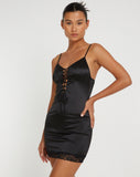 image of Ditika Mini Dress in Satin Black