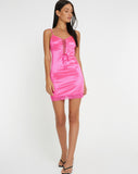 image of Ditika Mini Dress in Satin Hot Pink