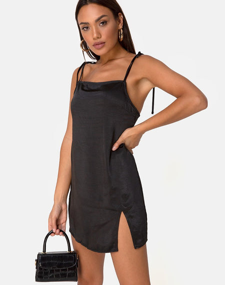 Datista Slip Dress in 80's Polka Black