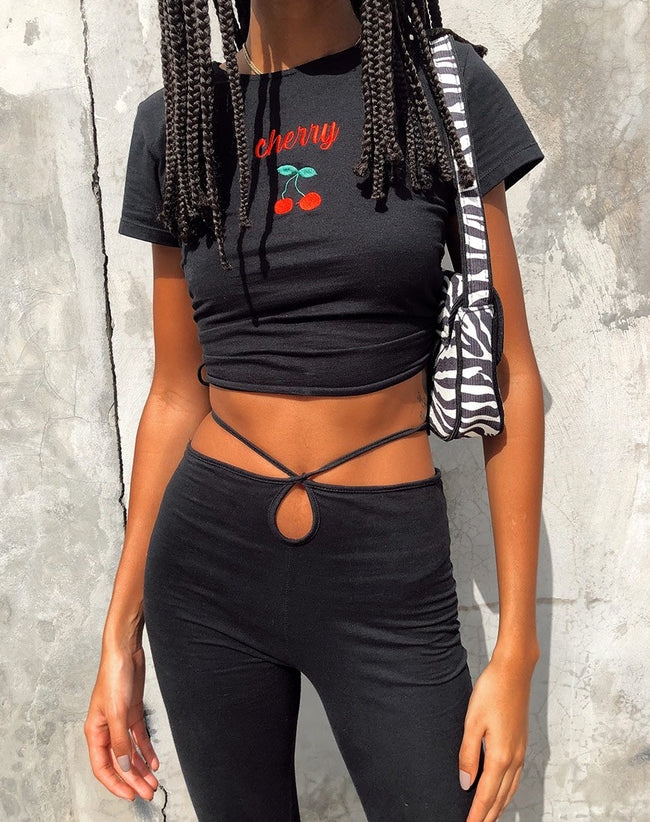 Doga Crop Top in Black Cherry Embro