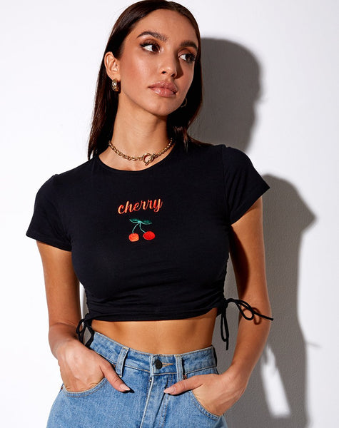 Doga Crop Top in Black Cherry Embro