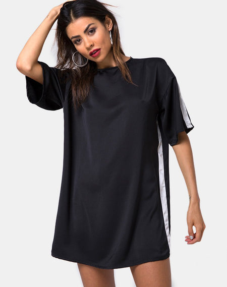 Dore T-Shirt Dress in Blush with Black Stripe