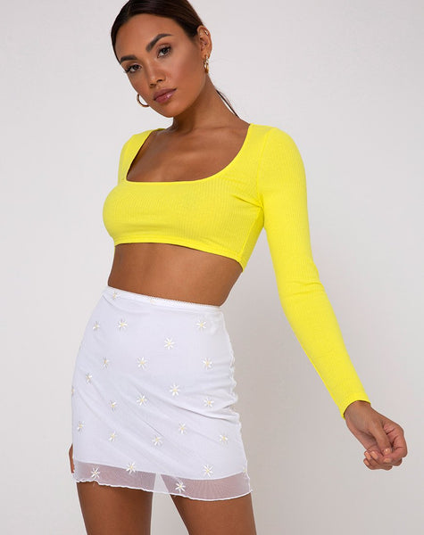 Drea Crop Top in Rib Sunny Yellow