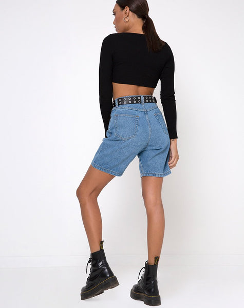 Drea Crop Top in Rib Black