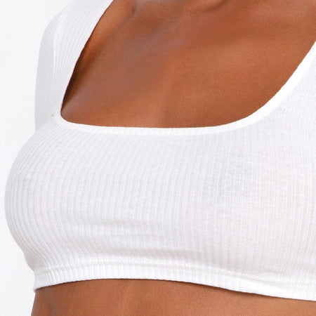 Drea Crop Top in Rib Ivory