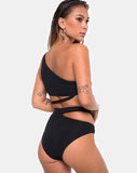 Dreama Bikini Bottom in Textured Black