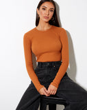 Image of Dreita Long Sleeve Bodice in Rib Salt Caramel