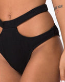 Drelins Bikini Bottoms in Black Rib