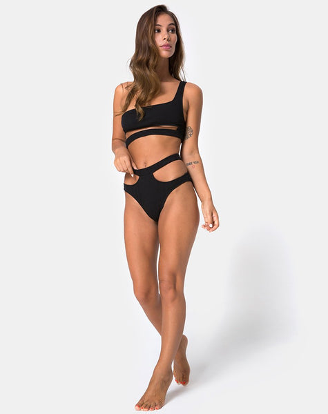 Drelins Bikini Bottoms in Black Rib