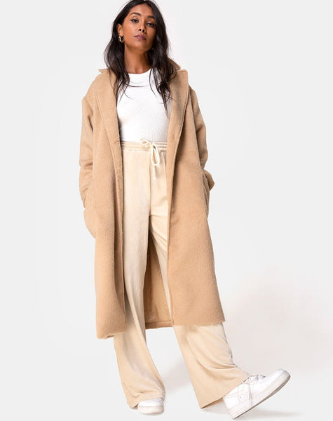 Duster Coat in Woven Tan