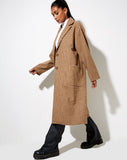 Image of Duster Coat in Houndstooth Brown Check