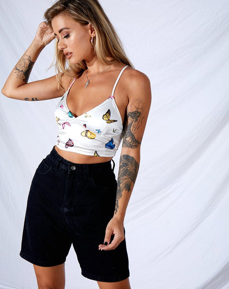 Belisa Crop Top in Satin Silver Grey