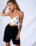 Veila Crop Top in Cream Butterfly