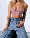 Dyla Crop Top in PU Snake Pink