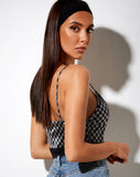 Dyrana Crop Top in Diagonal Dogtooth