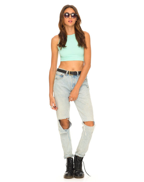 Motel Early Strappy Crop Top in Mint