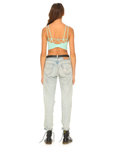 Motel Early Strappy Crop Top in Mint