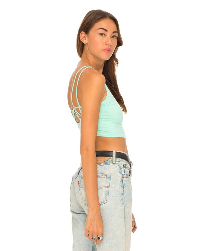 Motel Early Strappy Crop Top in Mint