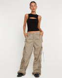 image of Edgar Wide Leg Cargo Trouser in Cotton Drill Taupe