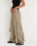 image of Edgar Wide Leg Cargo Trouser in Cotton Drill Taupe