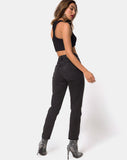 Edina Crop Top in Rib Black