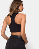 Edina Crop Top in Rib Black