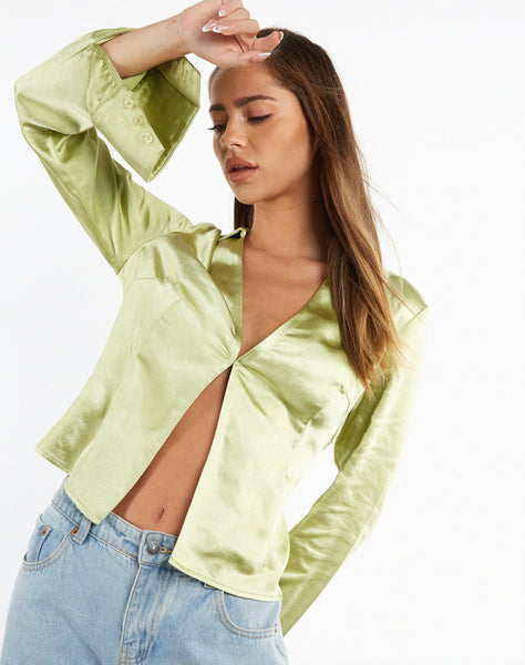 image of MOTEL X JACQUIE Edzia Shirt in Satin Nile Green