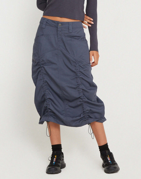 Shreya Cargo Midi Skirt in Forest Green