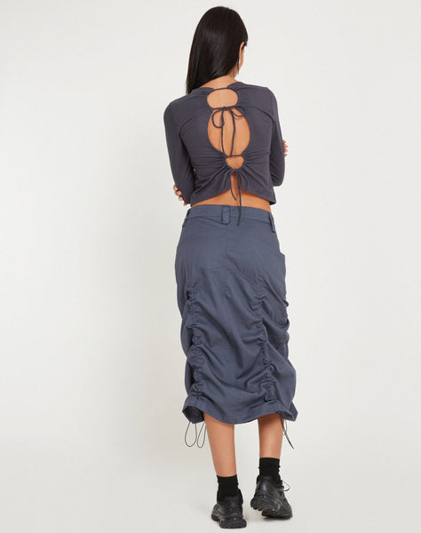 Image of Eisig Cargo Midi Skirt in Charcoal Navy