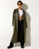 Image of Ejo Trench Coat in PU Dark Olive