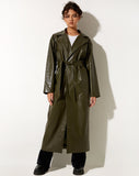 Image of Ejo Trench Coat in PU Dark Olive