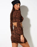 Image of Ejon Mini Skirt in Abstract Tiger Brown