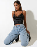 image of Ekana Crop Top in Black Rose Flock