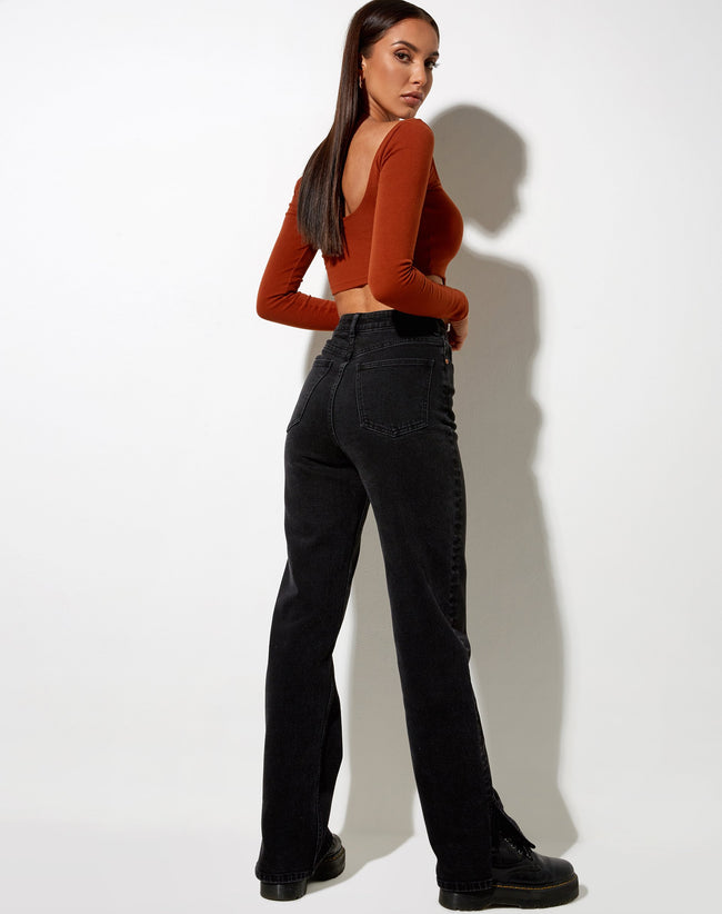 Elcaca Crop Top in Rib Bombay Brown