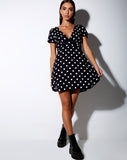 Elara Dress in 80's Polka Black