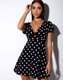 Elara Dress in 80's Polka Black