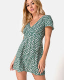 Elara Dress in Floral Bloom Green