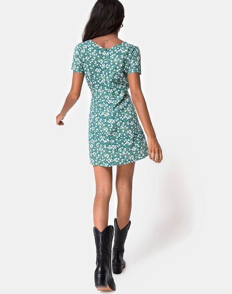 Image of Elara Dress in Floral Field Green