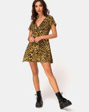 Elara Tea Dress in Leopard