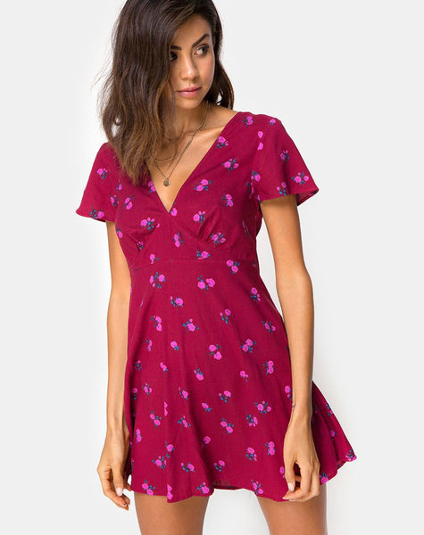 Elara Dress in Magenta Rose Pink