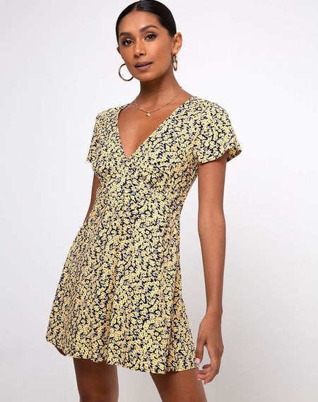 Carie Dress in Wild Flower Lemon Drop