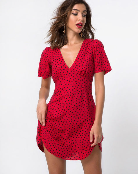 Elara Dress in Mini Diana Dot Red and Black