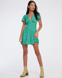 Image of Elara Mini Dress in Paisley Fun Green