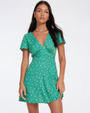 Image of Elara Mini Dress in Paisley Fun Green