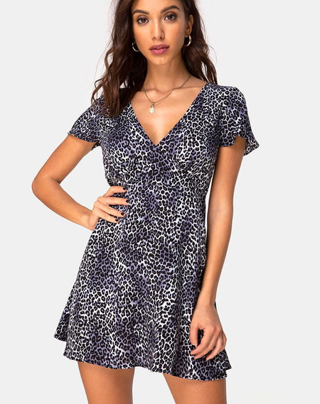 Montero Dress in Ditsy Leopard Grey