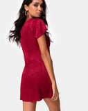 Elara Dress in Satin Cheetah Raspberry