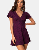 Elara Tea Dress in Skater Polka Wine