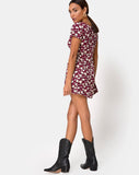 Elara Tea Dress in Wild Fleur Maroon