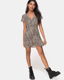 Elara Tea Dress in Rar Leopard Brown