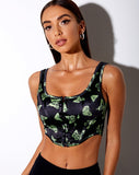 Image of Elci Corset Top in Black Butterfly Lime